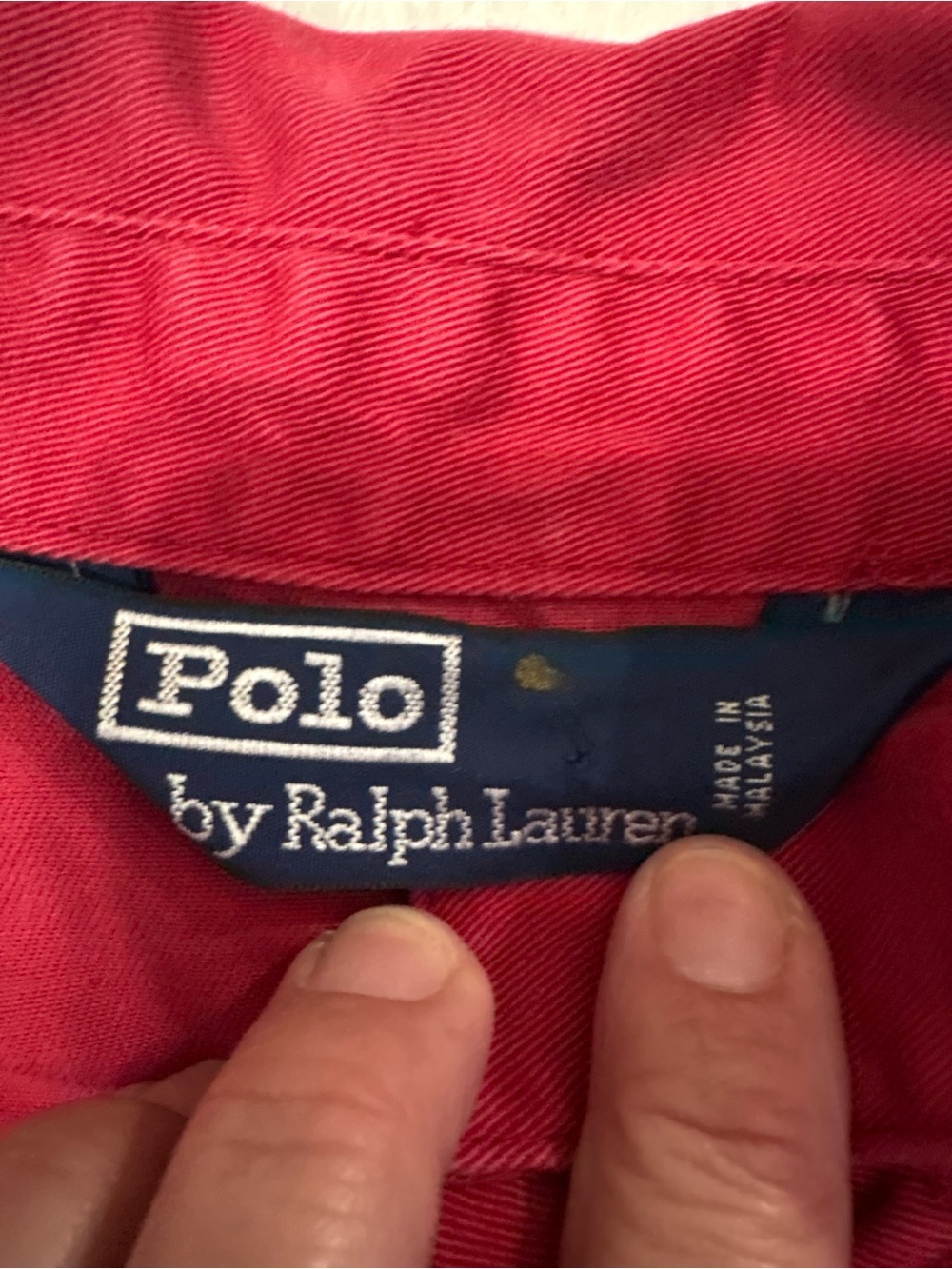 Polo by Ralph Lauren Red Button-Up with Navy Brand Label - Picture 3 of 6